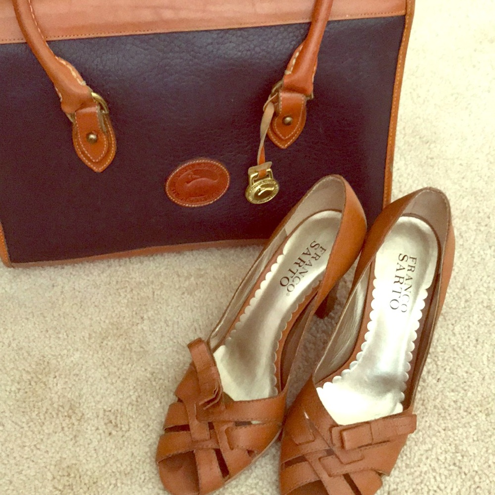 Brown leather heels